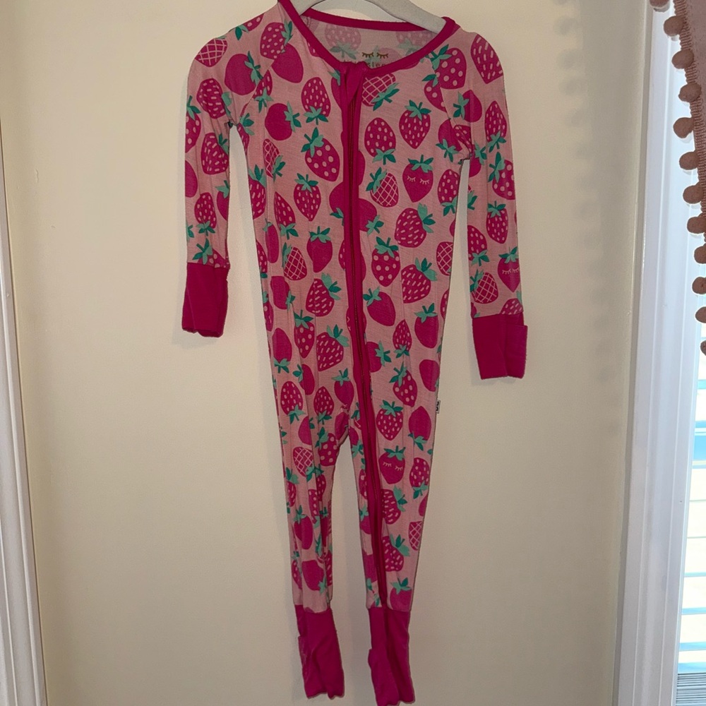 Little Sleepies Pink Strawberry Footie Pajama